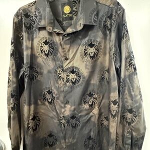 Platini Men's lion printed button up